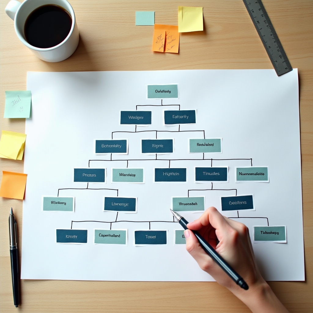 Diagram showing a hierarchical filing classification scheme with primary and secondary categories